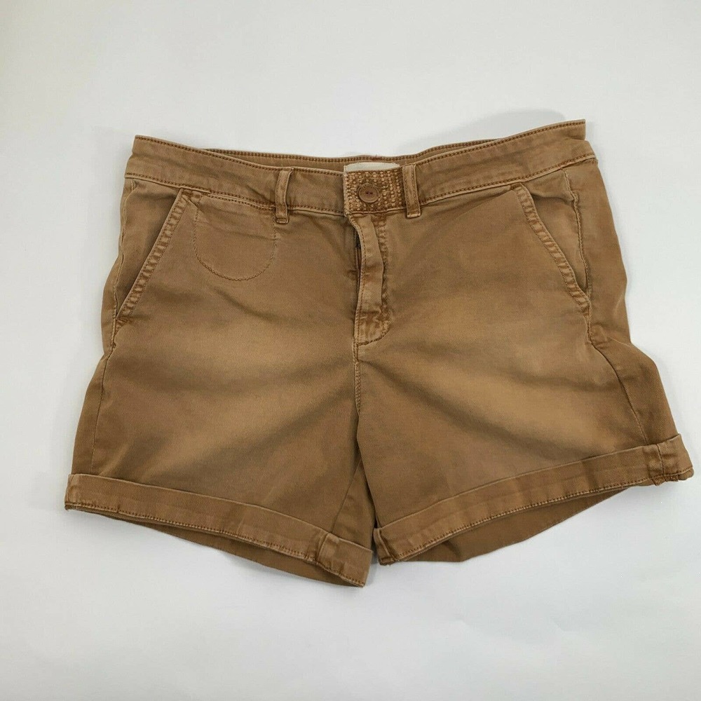 Anthropologie Chino Relax Khaki Shorts Cuffed 27 - Picture 2 of 8